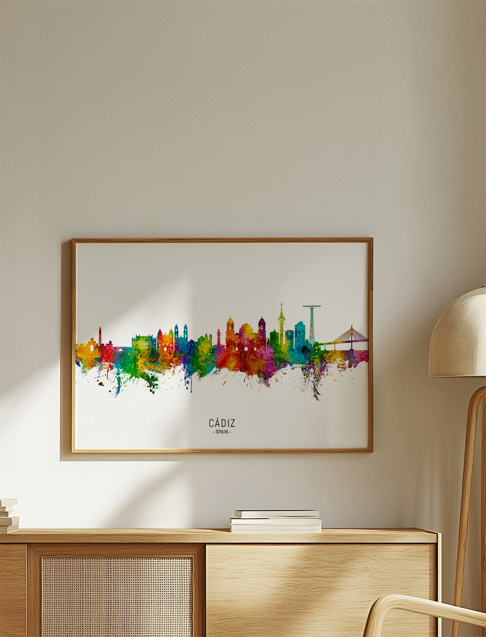 Sztuka do miasta Cádiz kolorowy skyline