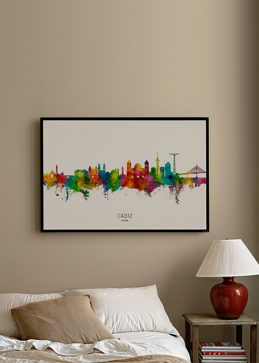 Sztuka do miasta Cádiz kolorowy skyline