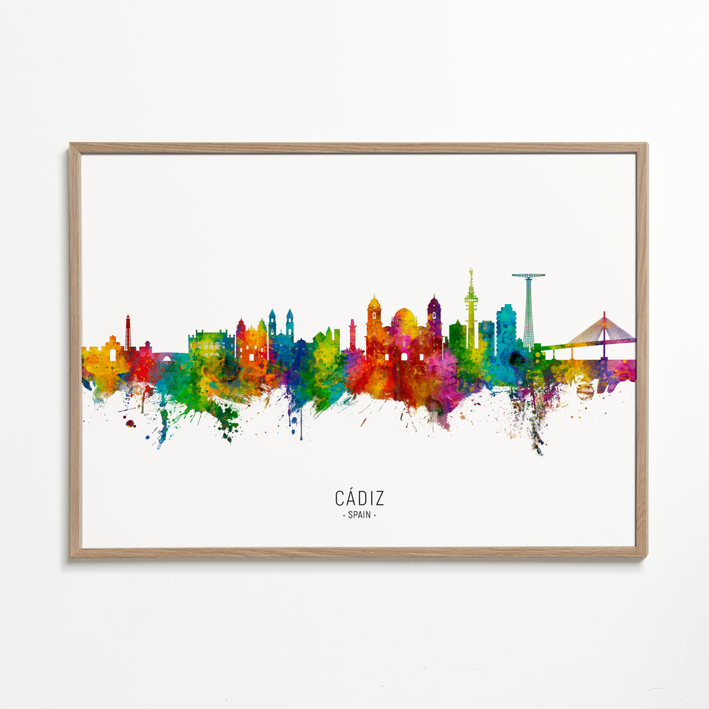 Sztuka do miasta Cádiz kolorowy skyline