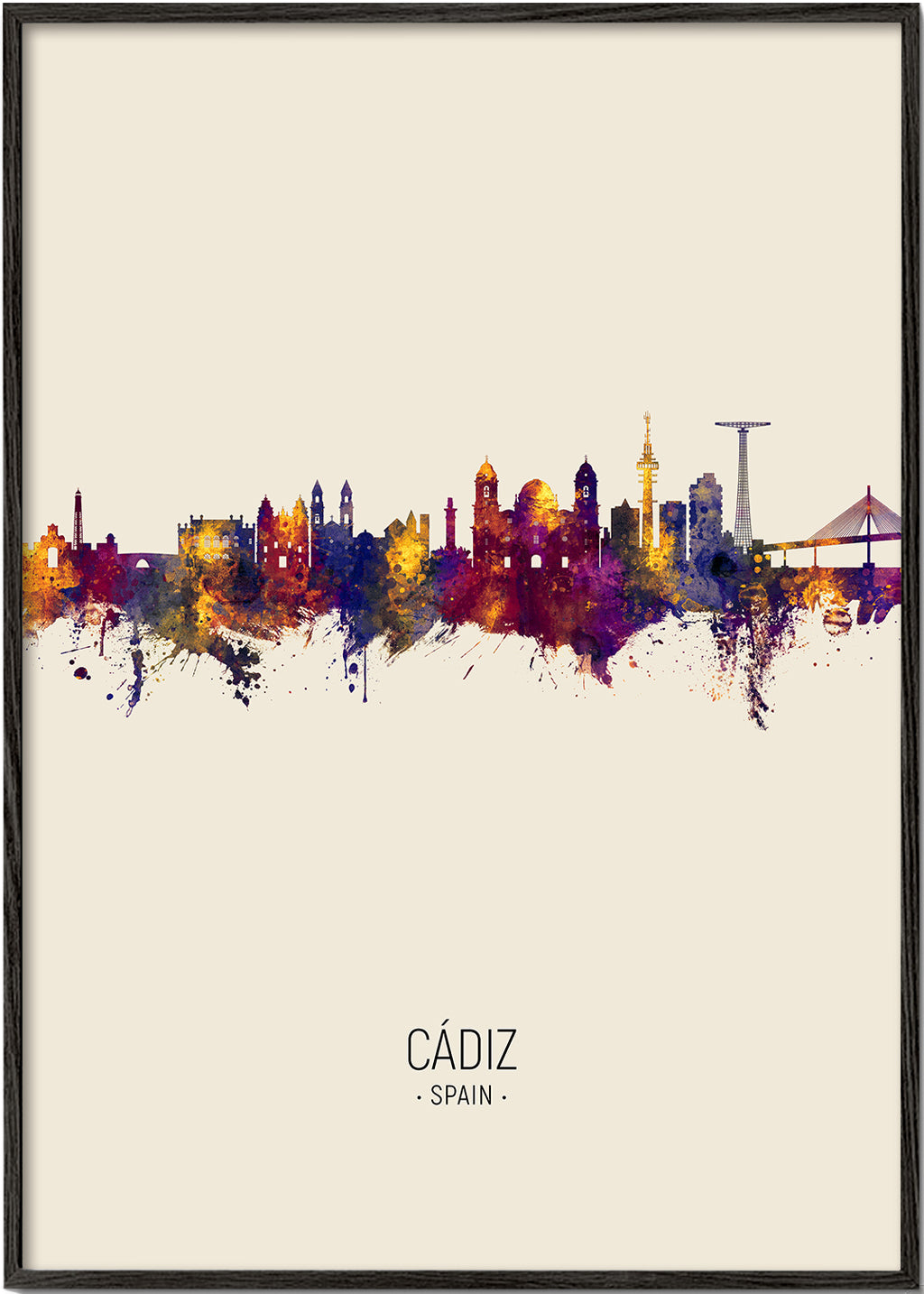 Sztuka do miasta Cádiz skyline akwarela
