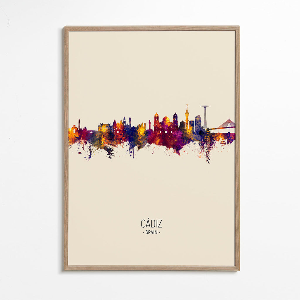 Sztuka do miasta Cádiz skyline akwarela
