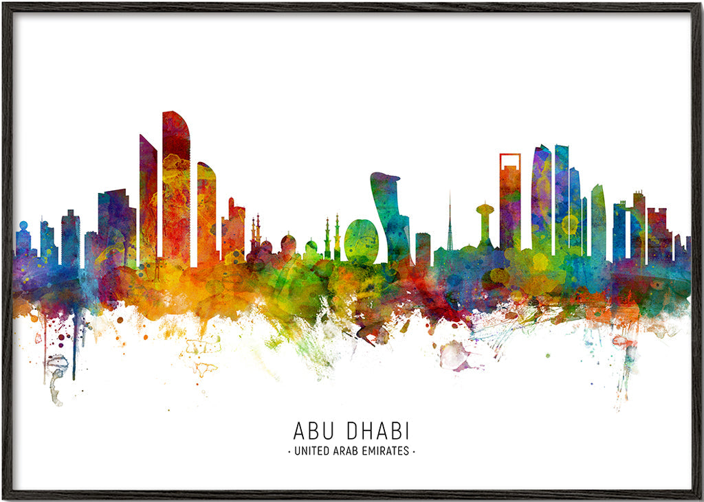 Plakat miasta Abu Dhabi skyline akwarela