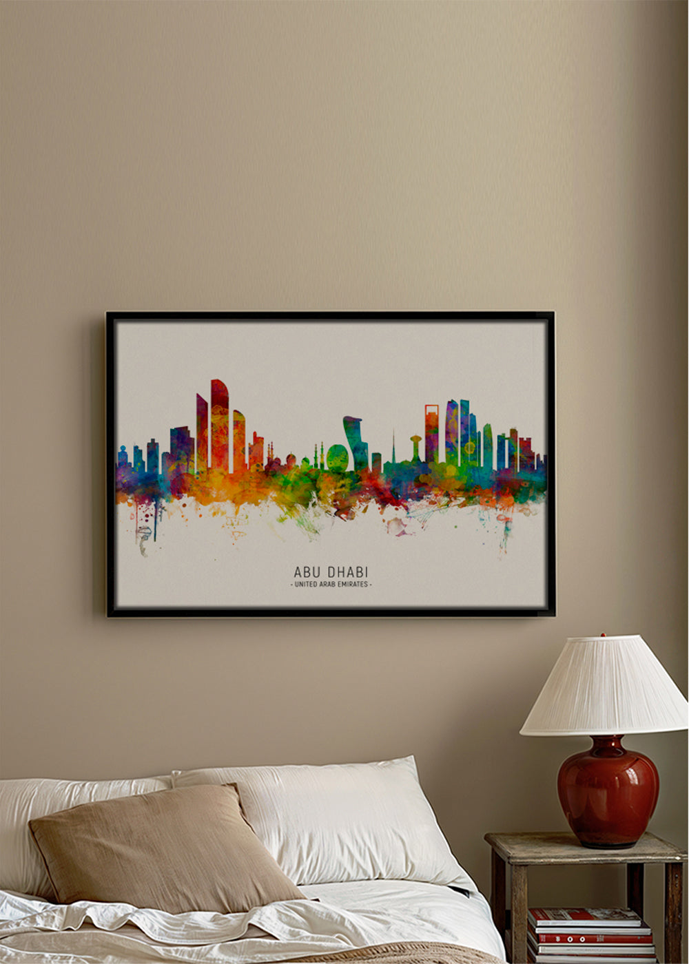Plakat miasta Abu Dhabi skyline akwarela