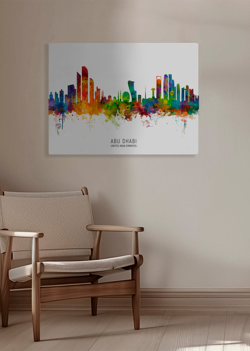 Plakat miasta Abu Dhabi skyline akwarela