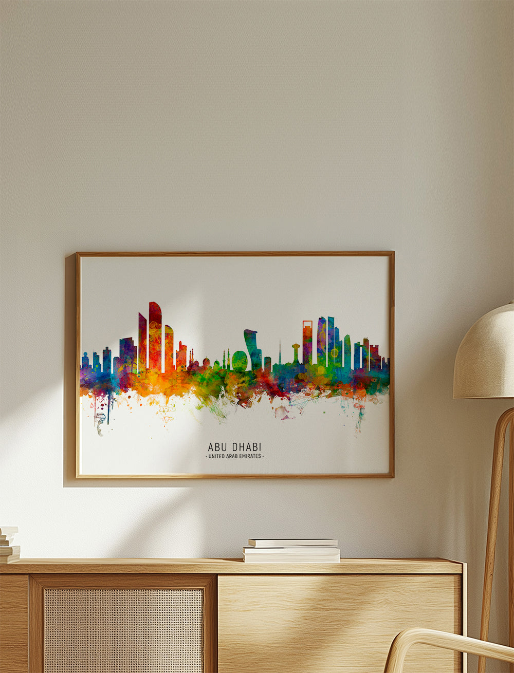 Plakat miasta Abu Dhabi skyline akwarela
