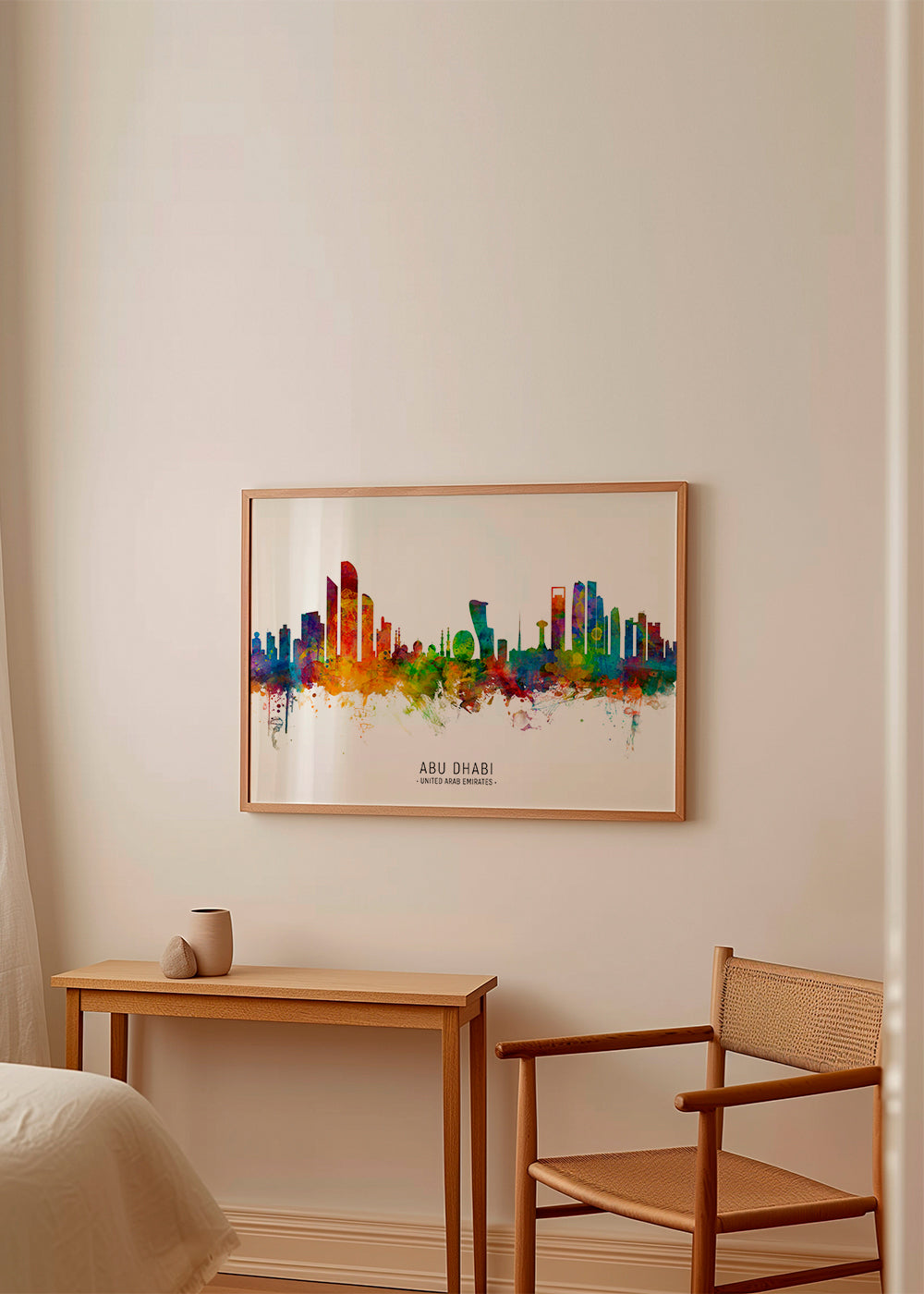 Plakat miasta Abu Dhabi skyline akwarela
