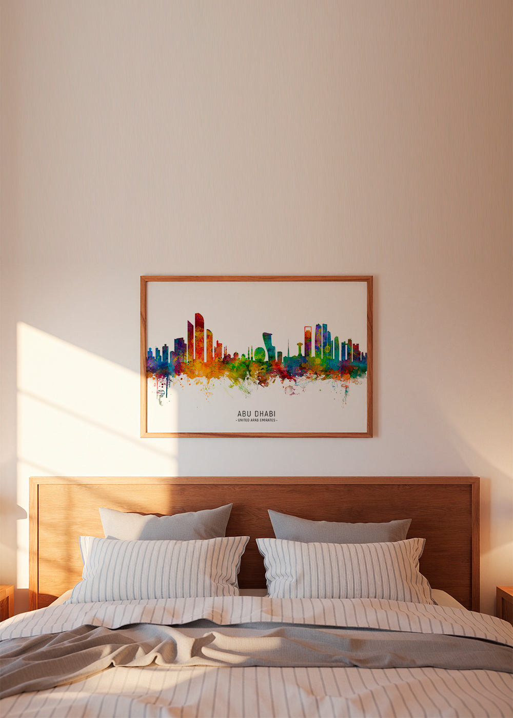 Plakat miasta Abu Dhabi skyline akwarela