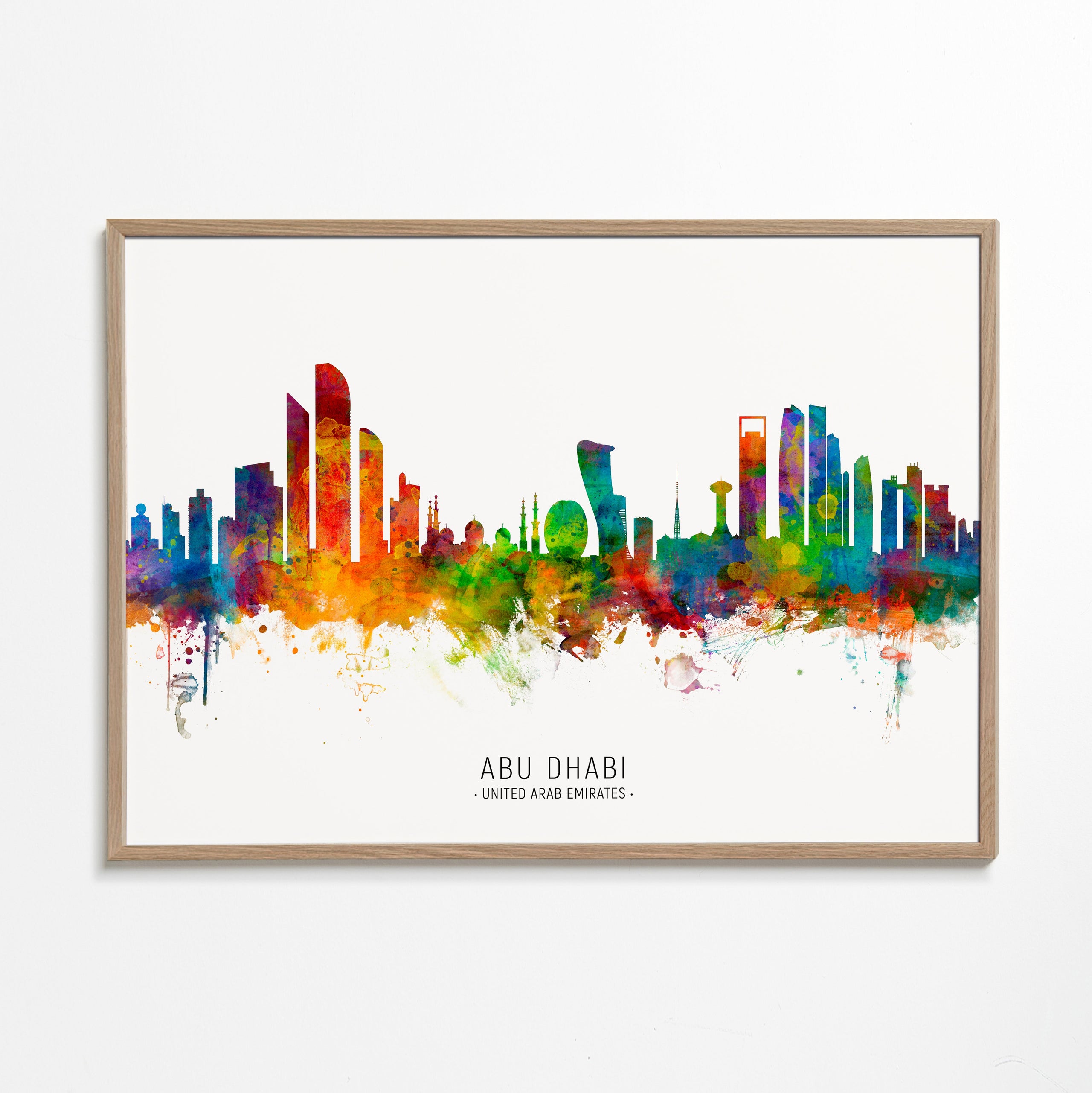Plakat miasta Abu Dhabi skyline akwarela