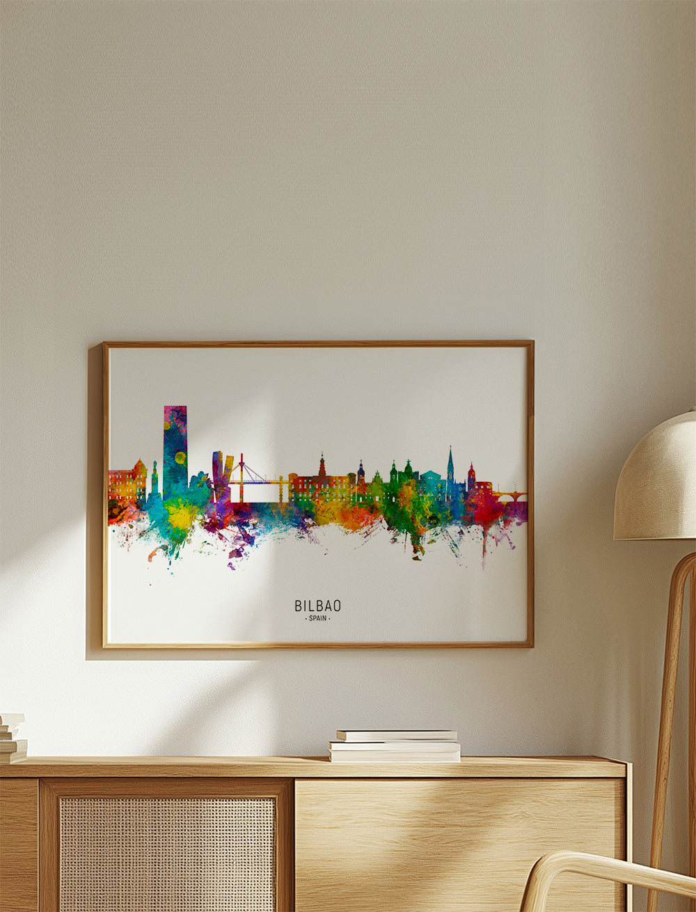 Plakat podróżniczy Bilbao skyline akwarela