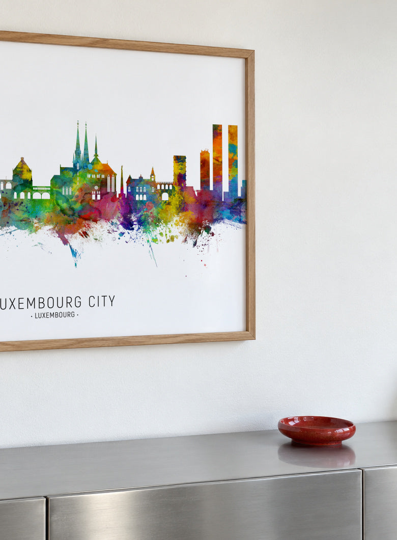 Luxembourg City Skyline multicolor - Framed poster detail