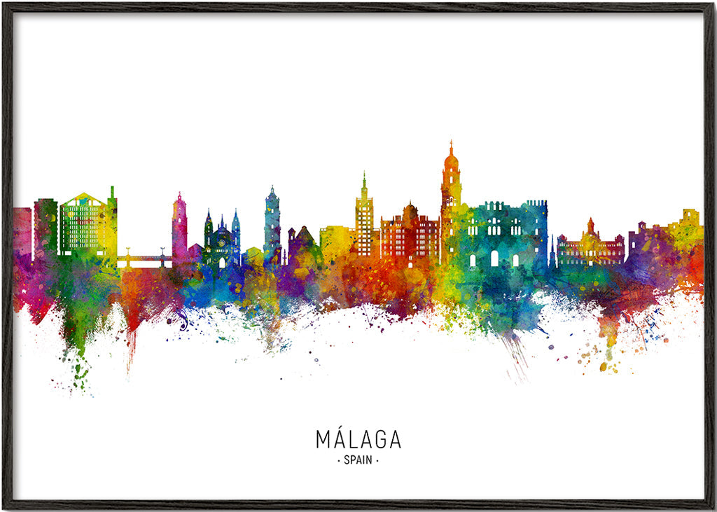 Plakat miasta Málaga akwarelowa panorama