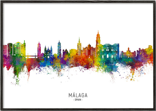 Plakat miasta Málaga akwarelowa panorama