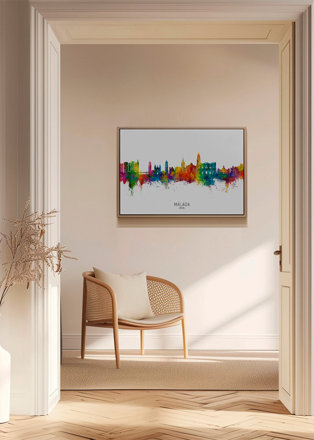 Plakat miasta Málaga akwarelowa panorama
