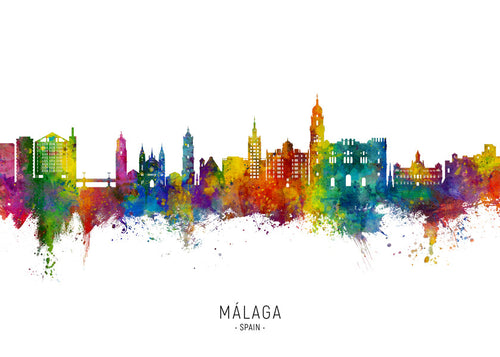 Plakat miasta Málaga akwarelowa panorama