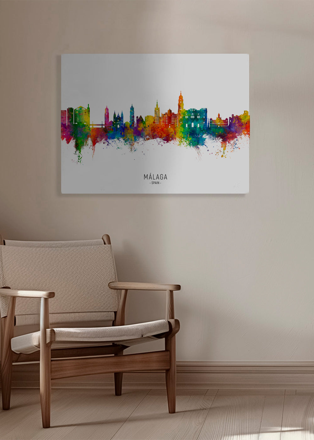 Plakat miasta Málaga akwarelowa panorama