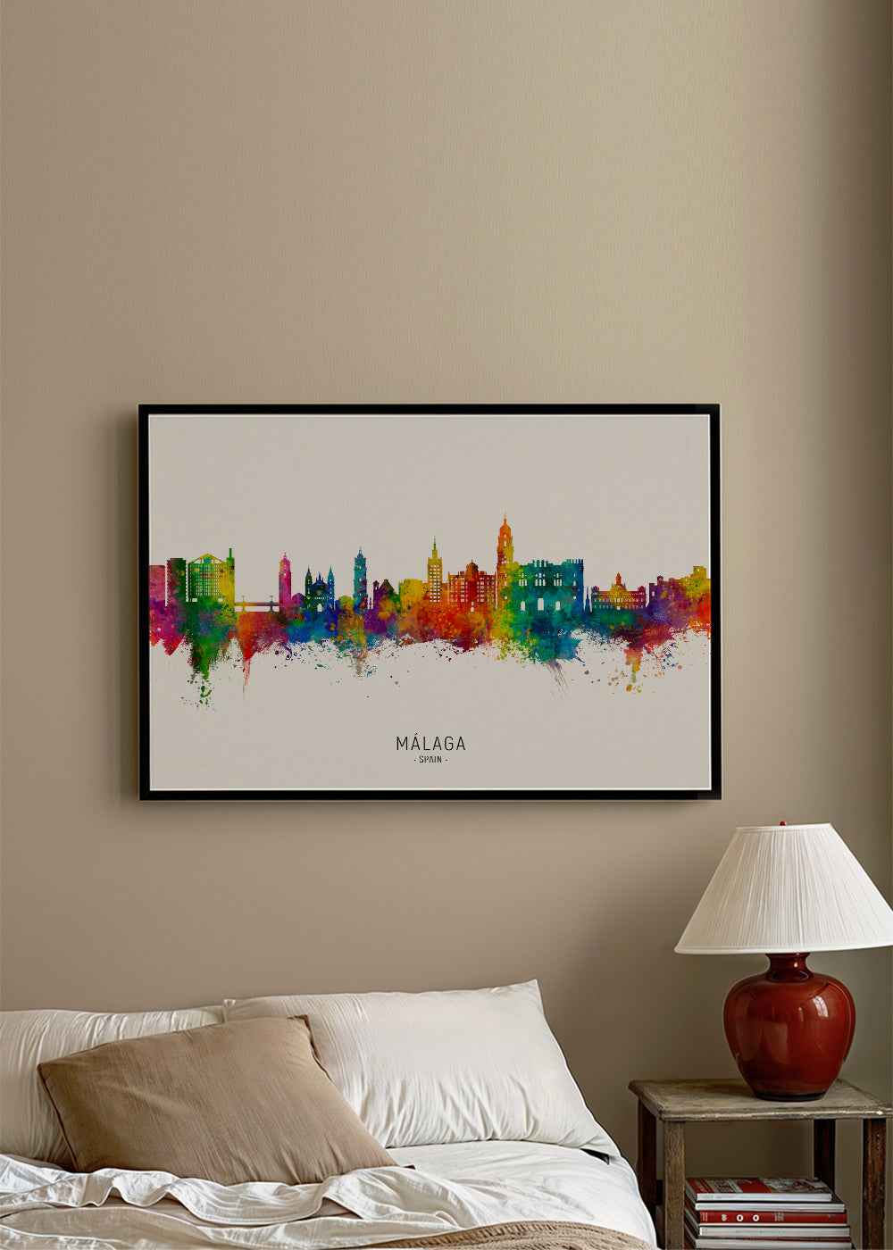 Plakat miasta Málaga akwarelowa panorama