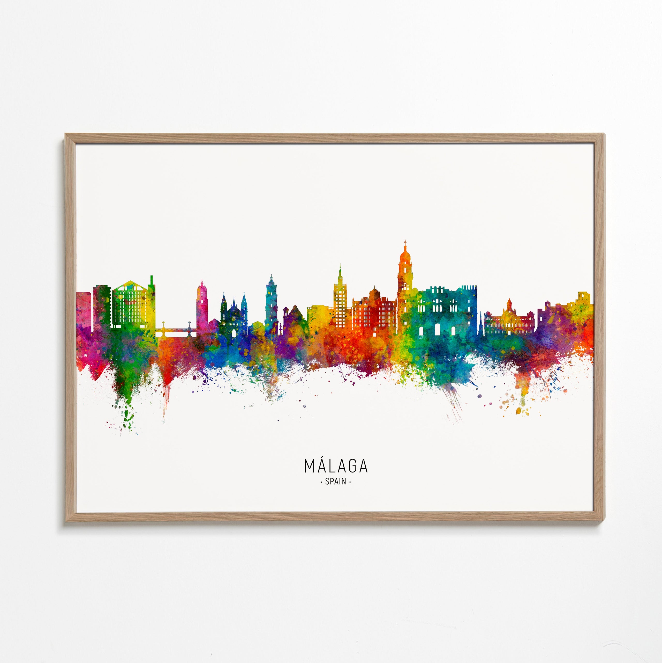 Plakat miasta Málaga akwarelowa panorama