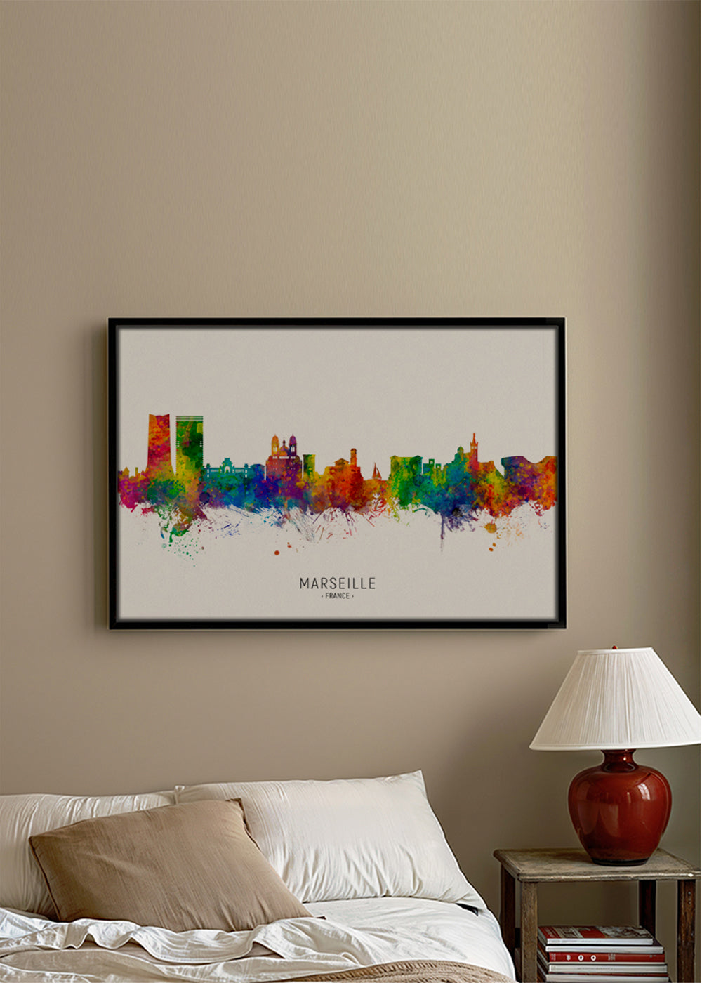 Plakat miasta Marsylia akwarela multikolor
