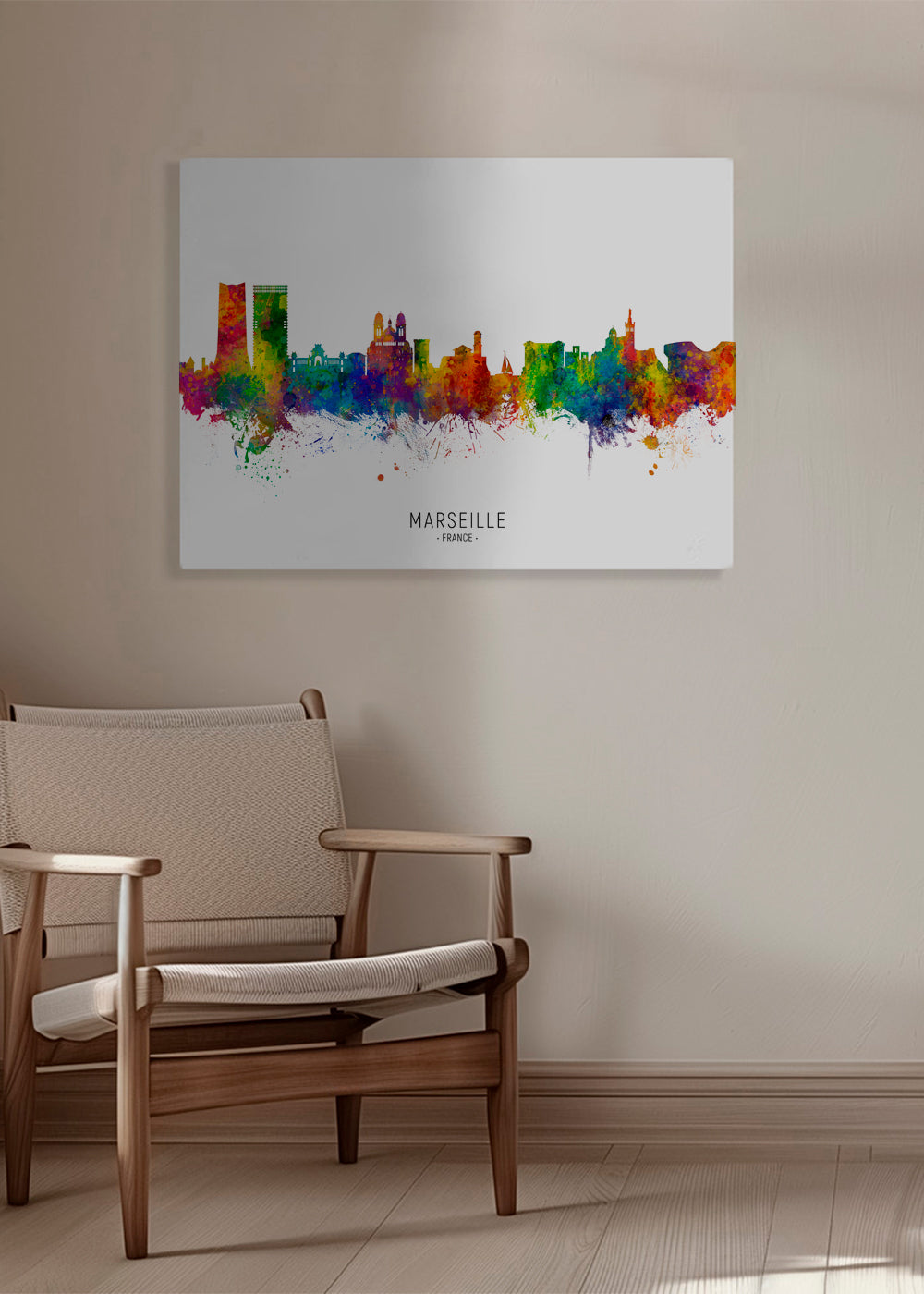 Plakat miasta Marsylia akwarela multikolor