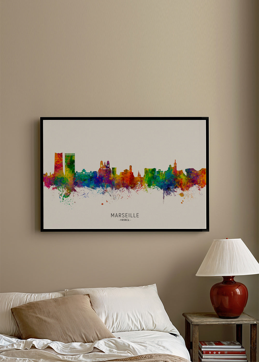 Plakat miasta Marsylia akwarela multikolor