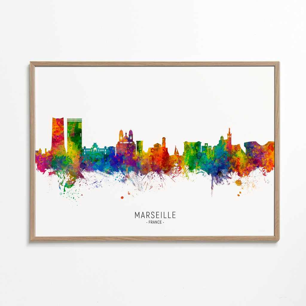 Plakat miasta Marsylia akwarela multikolor
