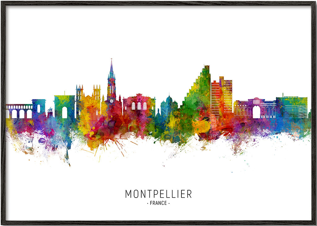 Montpellier akwarela sylwetka miasta