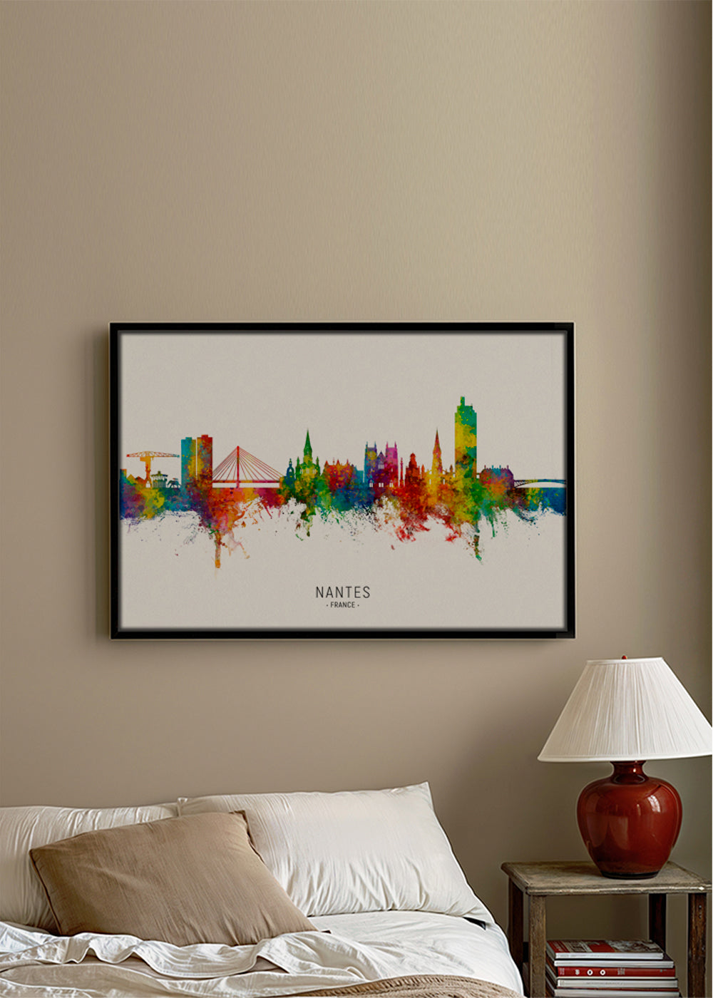 Plakat podróżniczy Nantes skyline akwarela