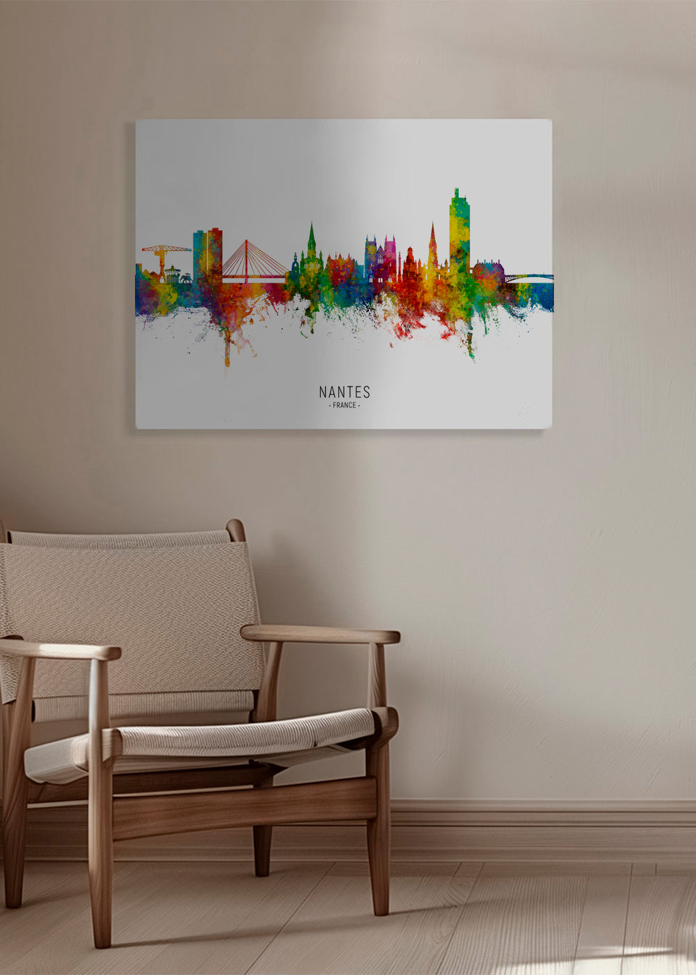 Plakat podróżniczy Nantes skyline akwarela