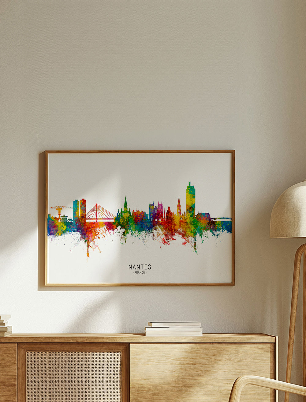 Plakat podróżniczy Nantes skyline akwarela