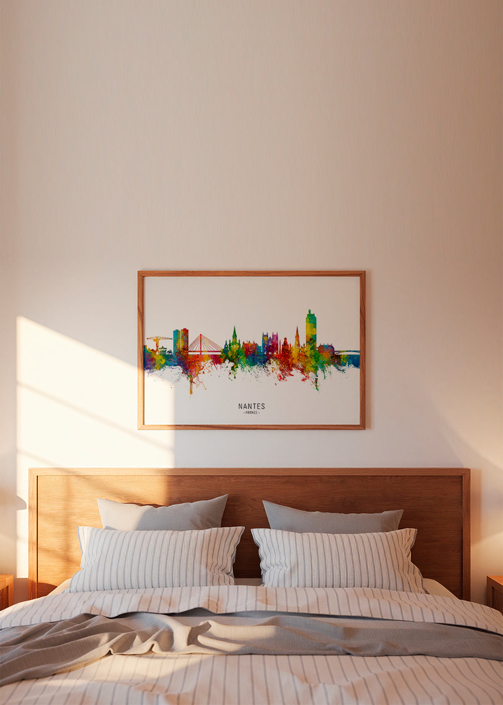 Plakat podróżniczy Nantes skyline akwarela