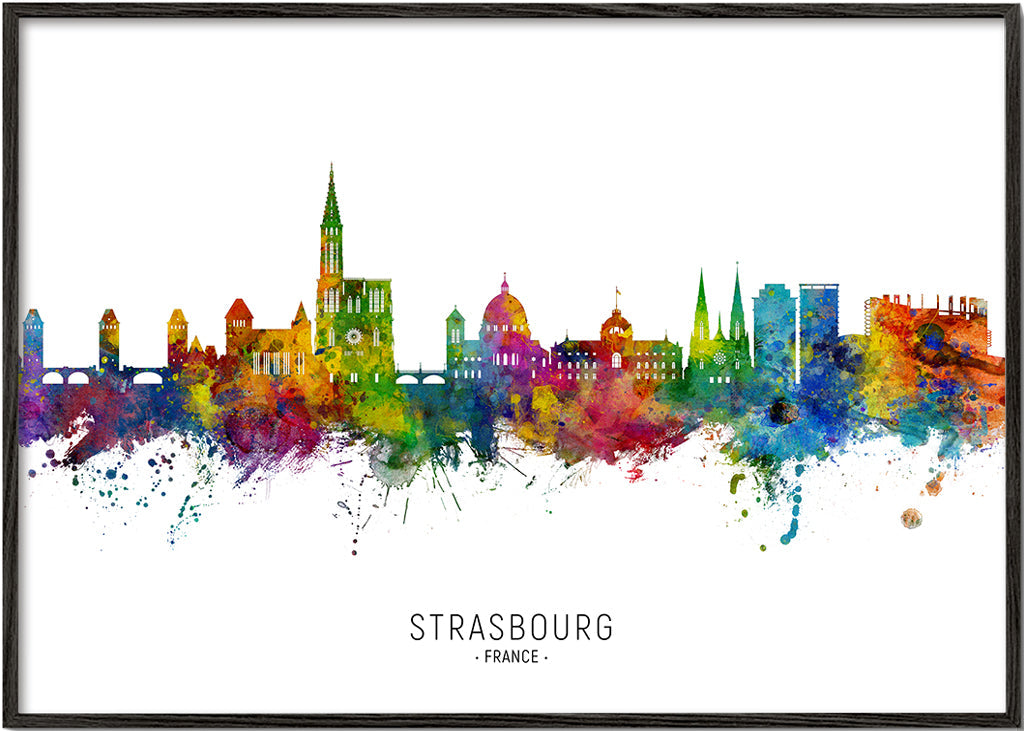 Plakat miasta Strasbourg kolorowy skyline