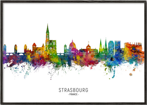 Plakat miasta Strasbourg kolorowy skyline