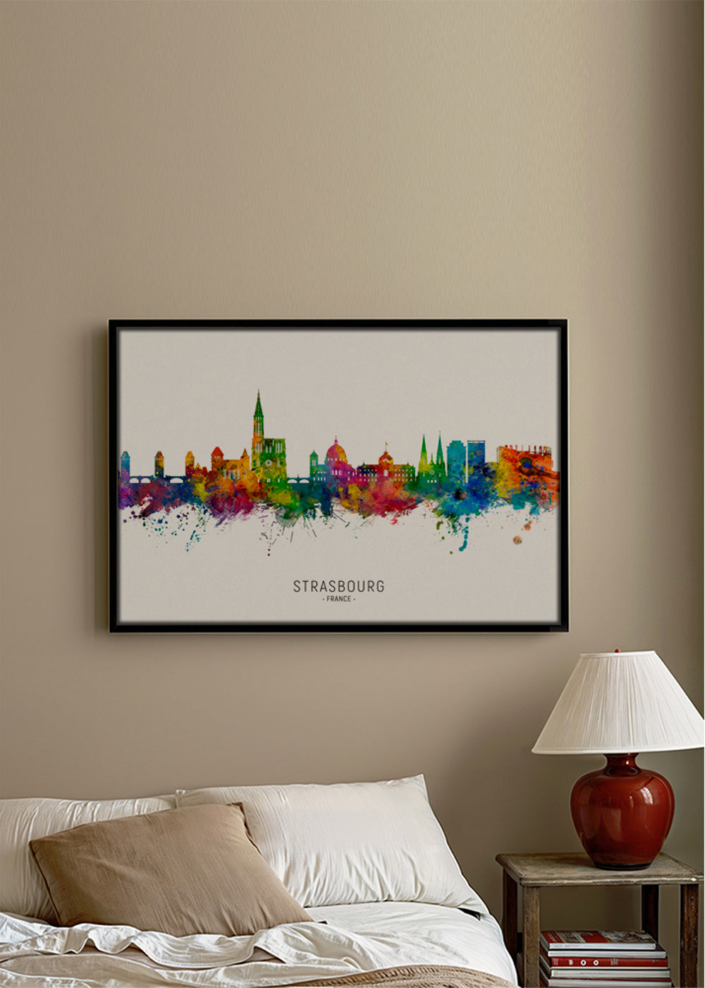 Plakat miasta Strasbourg kolorowy skyline