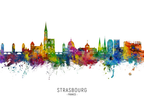 Plakat miasta Strasbourg kolorowy skyline