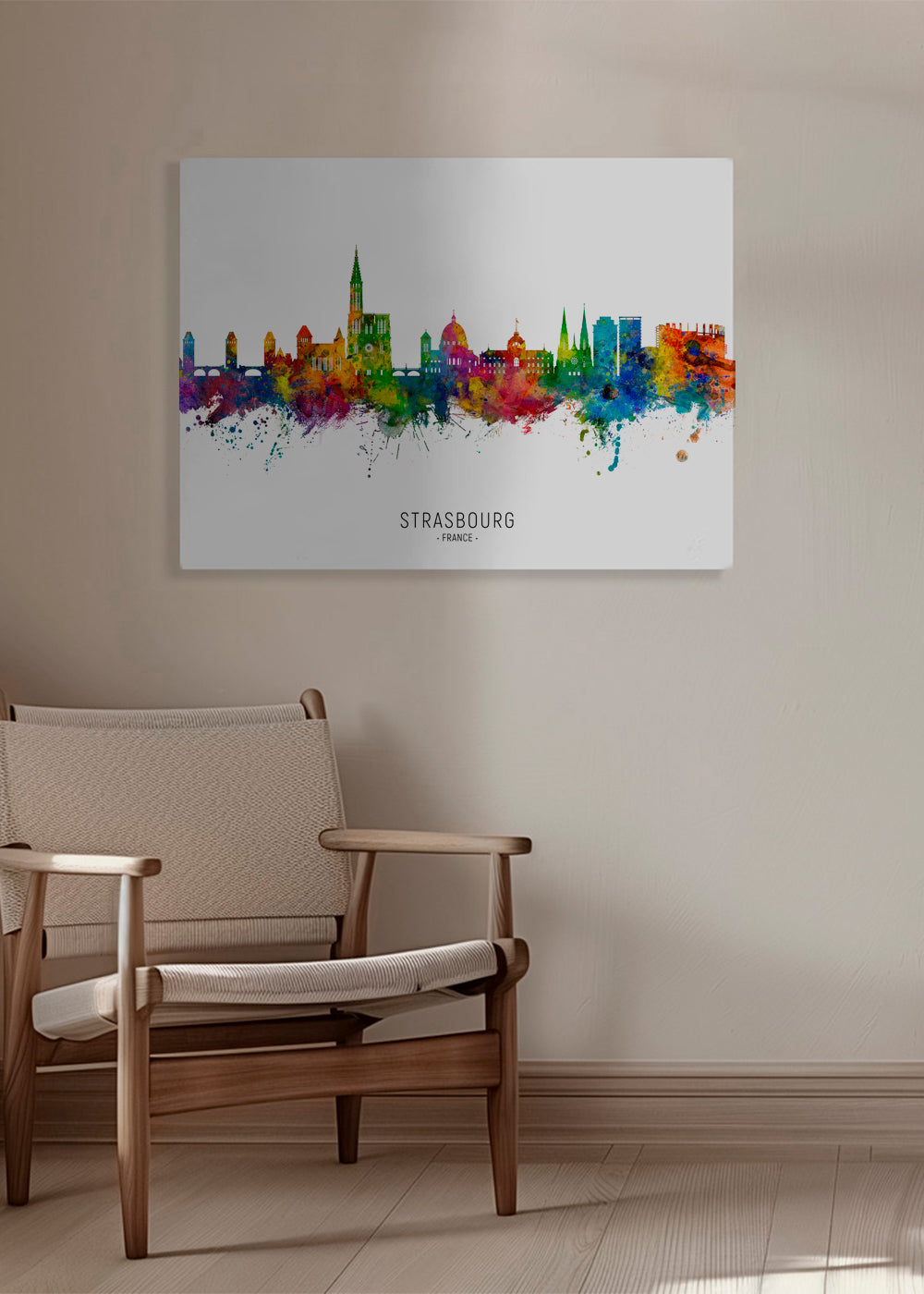 Plakat miasta Strasbourg kolorowy skyline