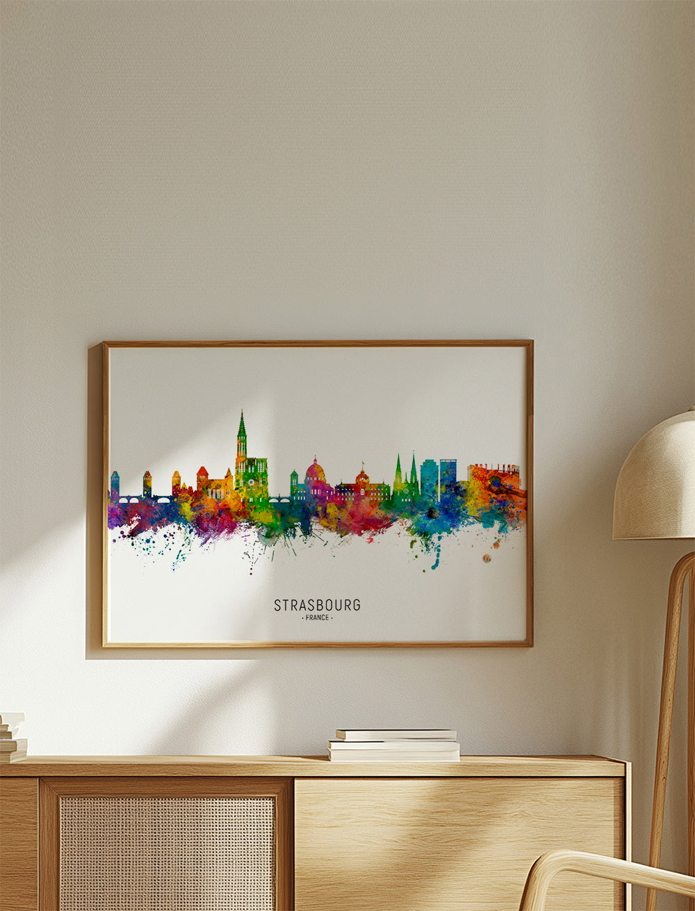Plakat miasta Strasbourg kolorowy skyline