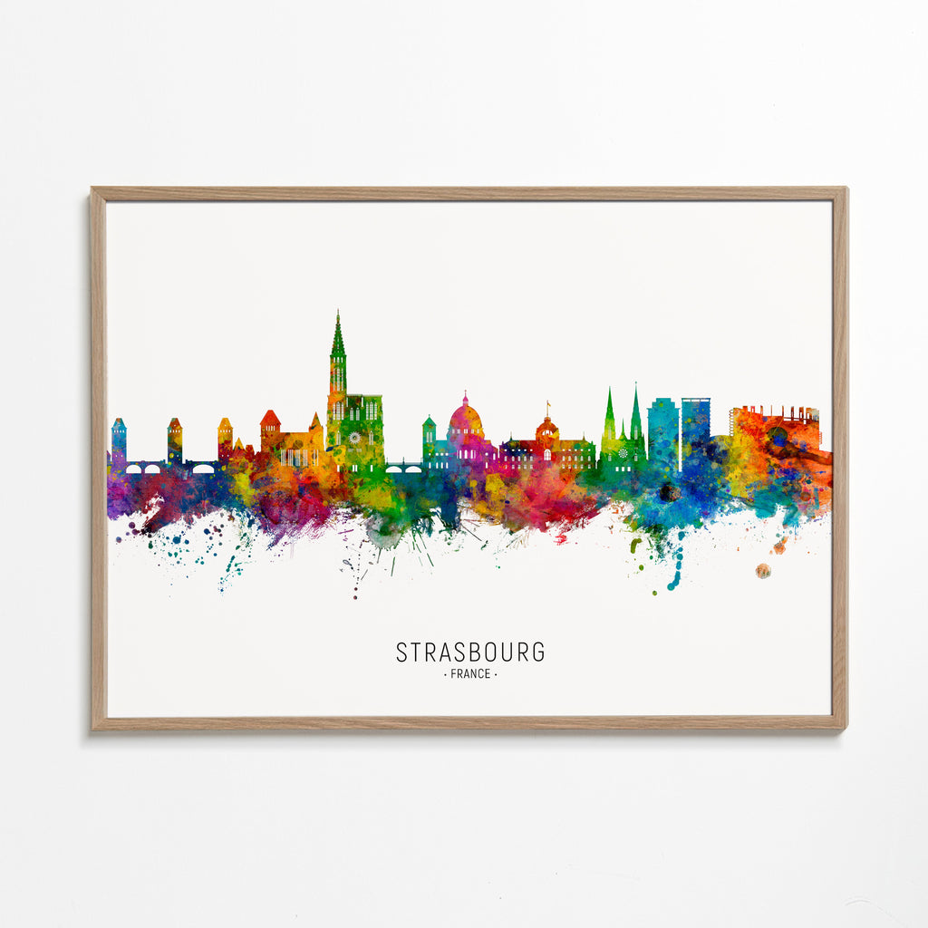 Plakat miasta Strasbourg kolorowy skyline