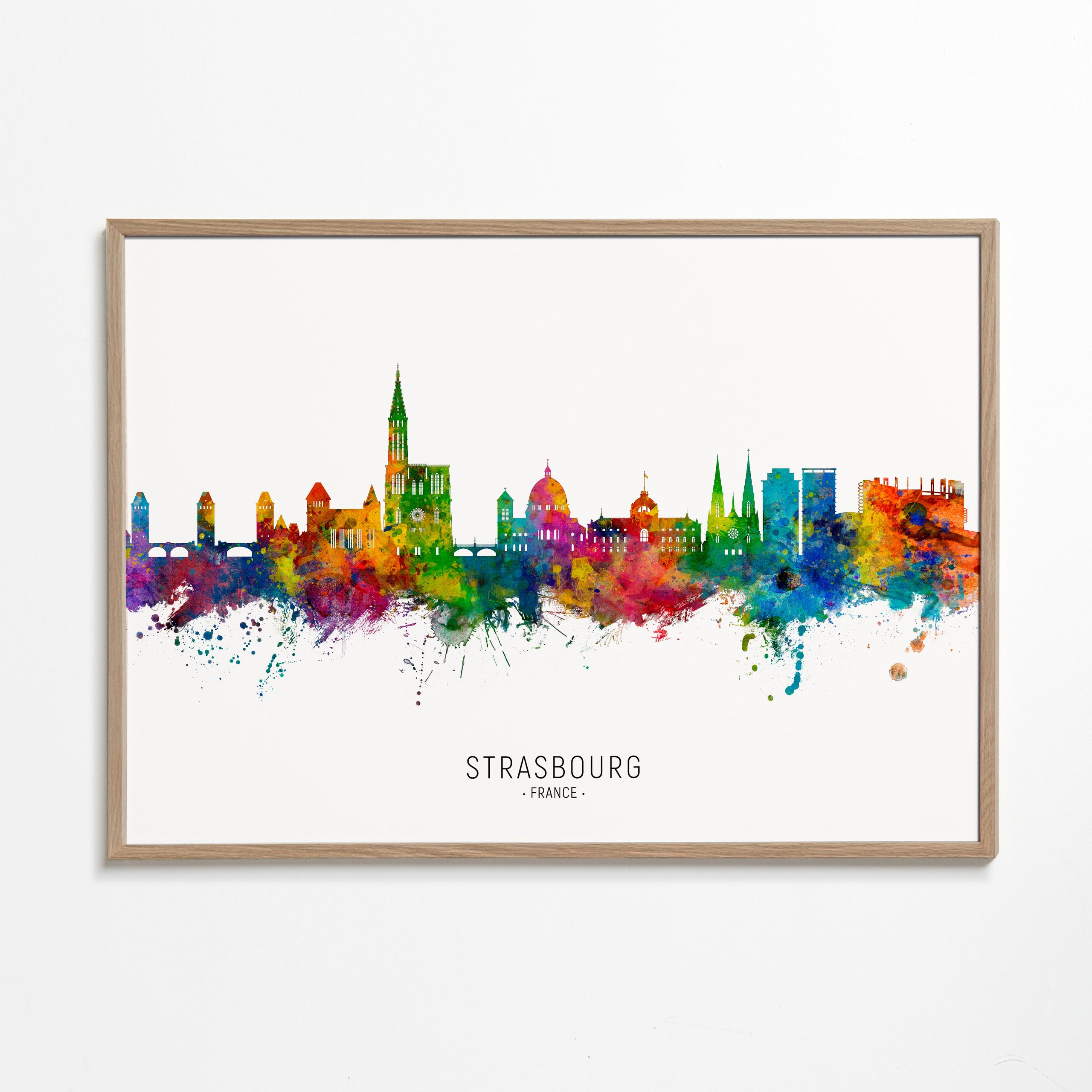 Plakat miasta Strasbourg kolorowy skyline