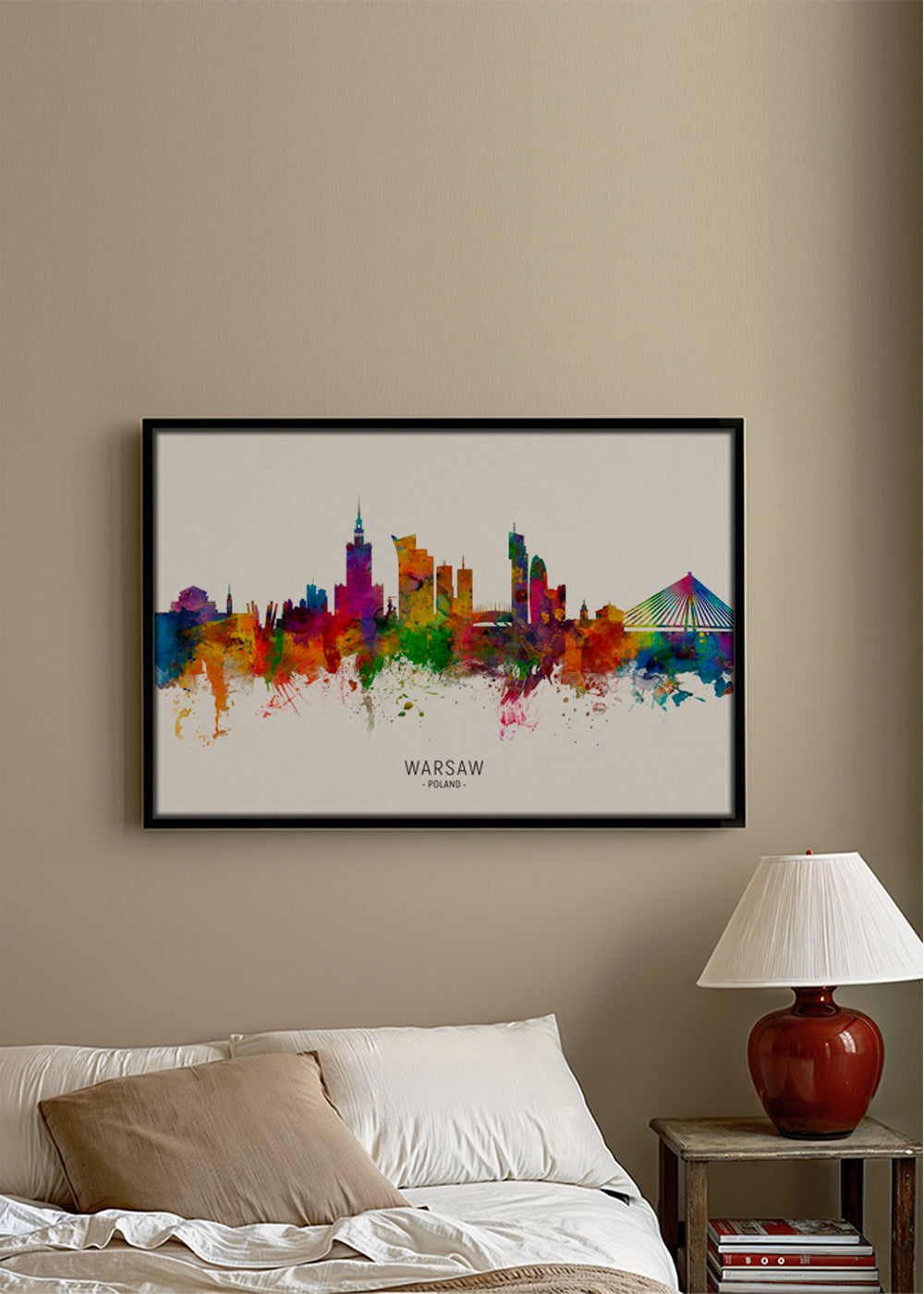 Plakat podróżniczy: Panorama Warszawy w akwareli
