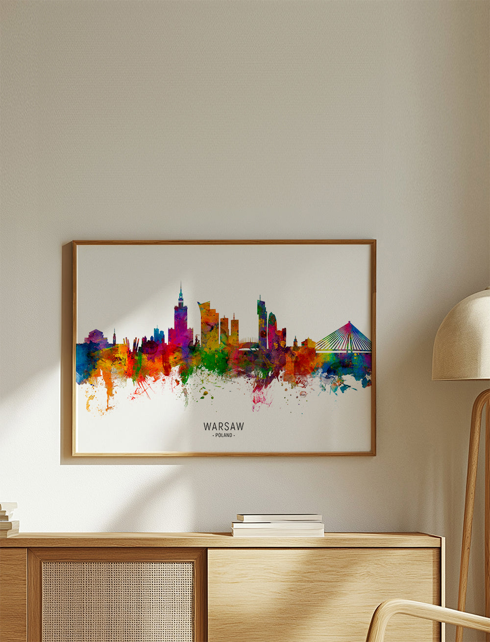 Plakat podróżniczy: Panorama Warszawy w akwareli