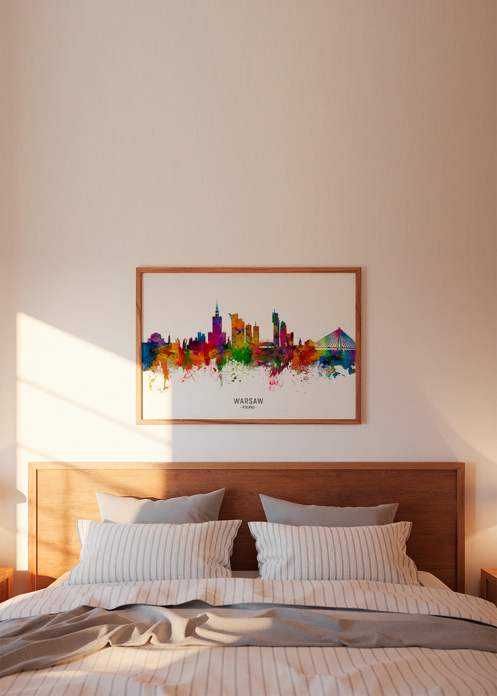 Plakat podróżniczy: Panorama Warszawy w akwareli