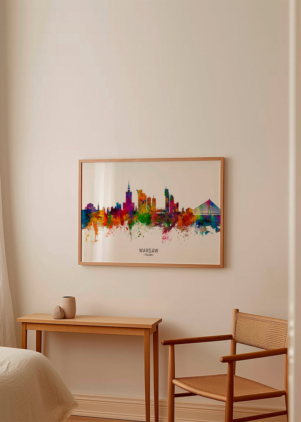 Plakat podróżniczy: Panorama Warszawy w akwareli