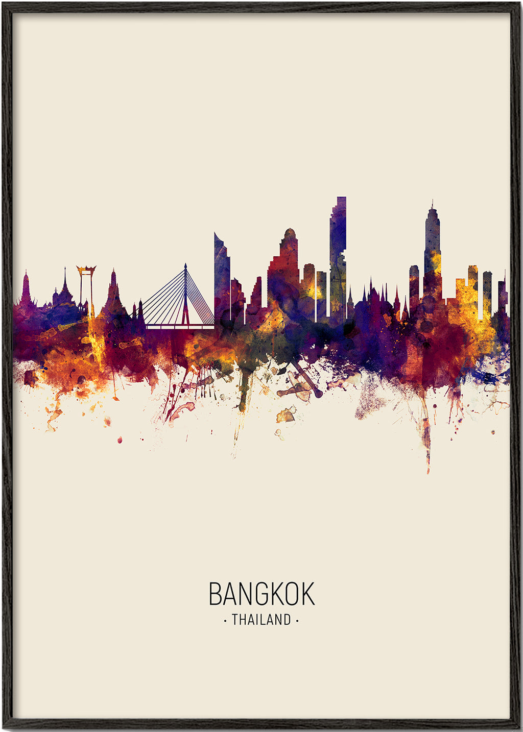 Plakat miasta Bangkok akwarela beżowy
