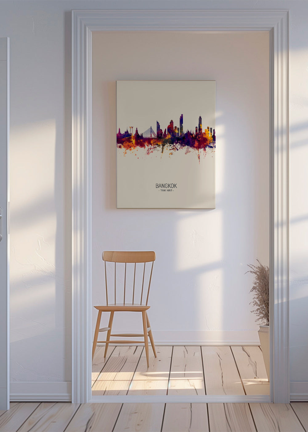 Plakat miasta Bangkok akwarela beżowy