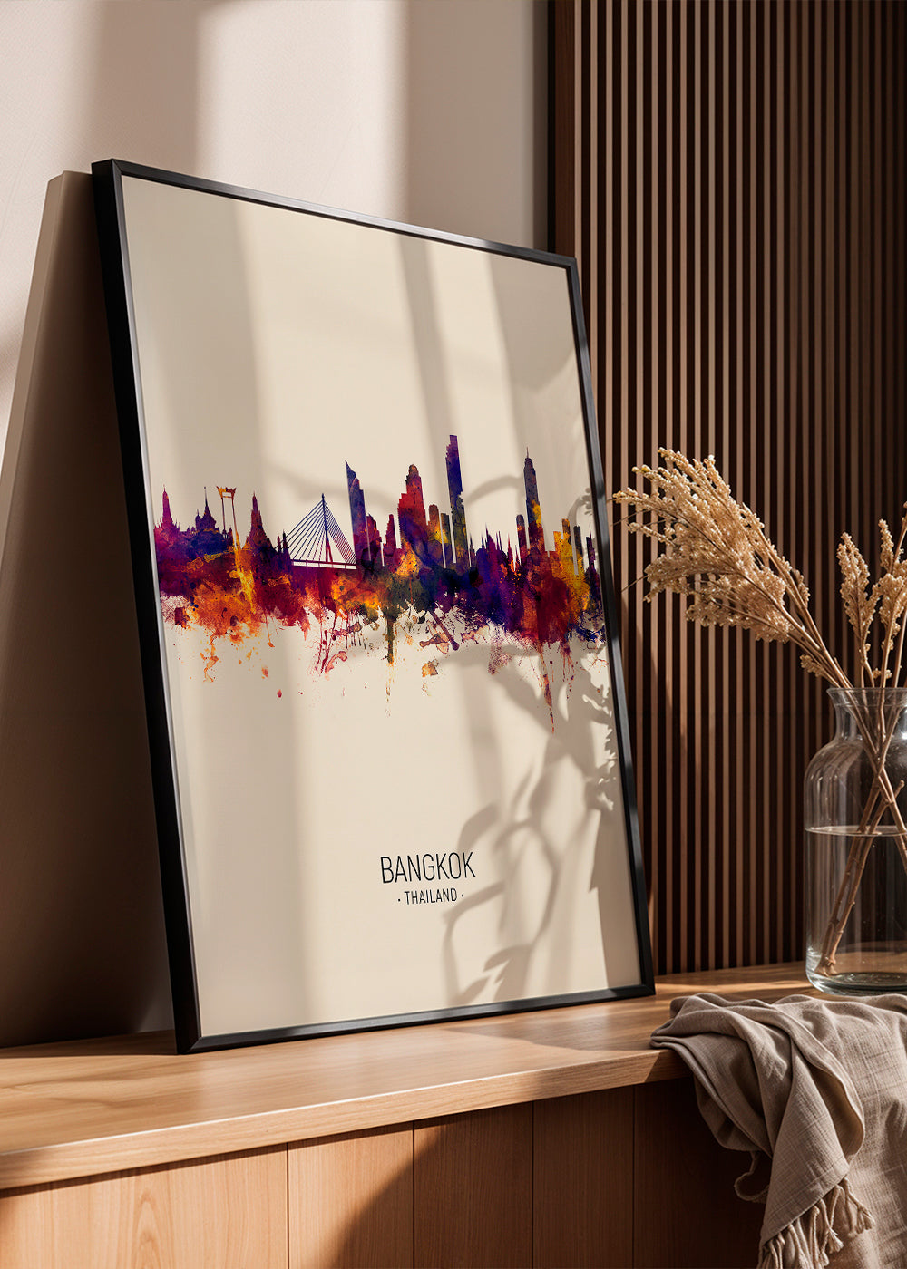 Plakat miasta Bangkok akwarela beżowy
