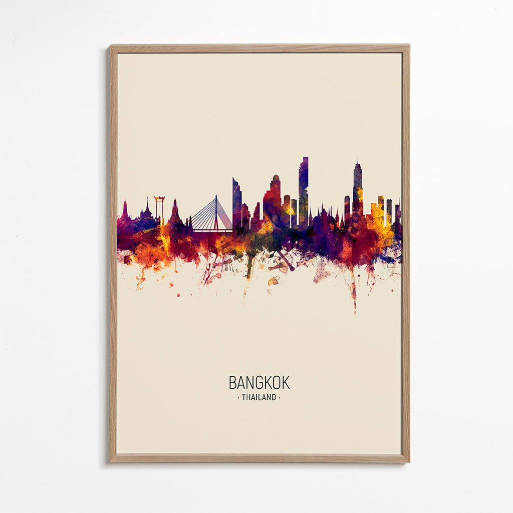 Plakat miasta Bangkok akwarela beżowy