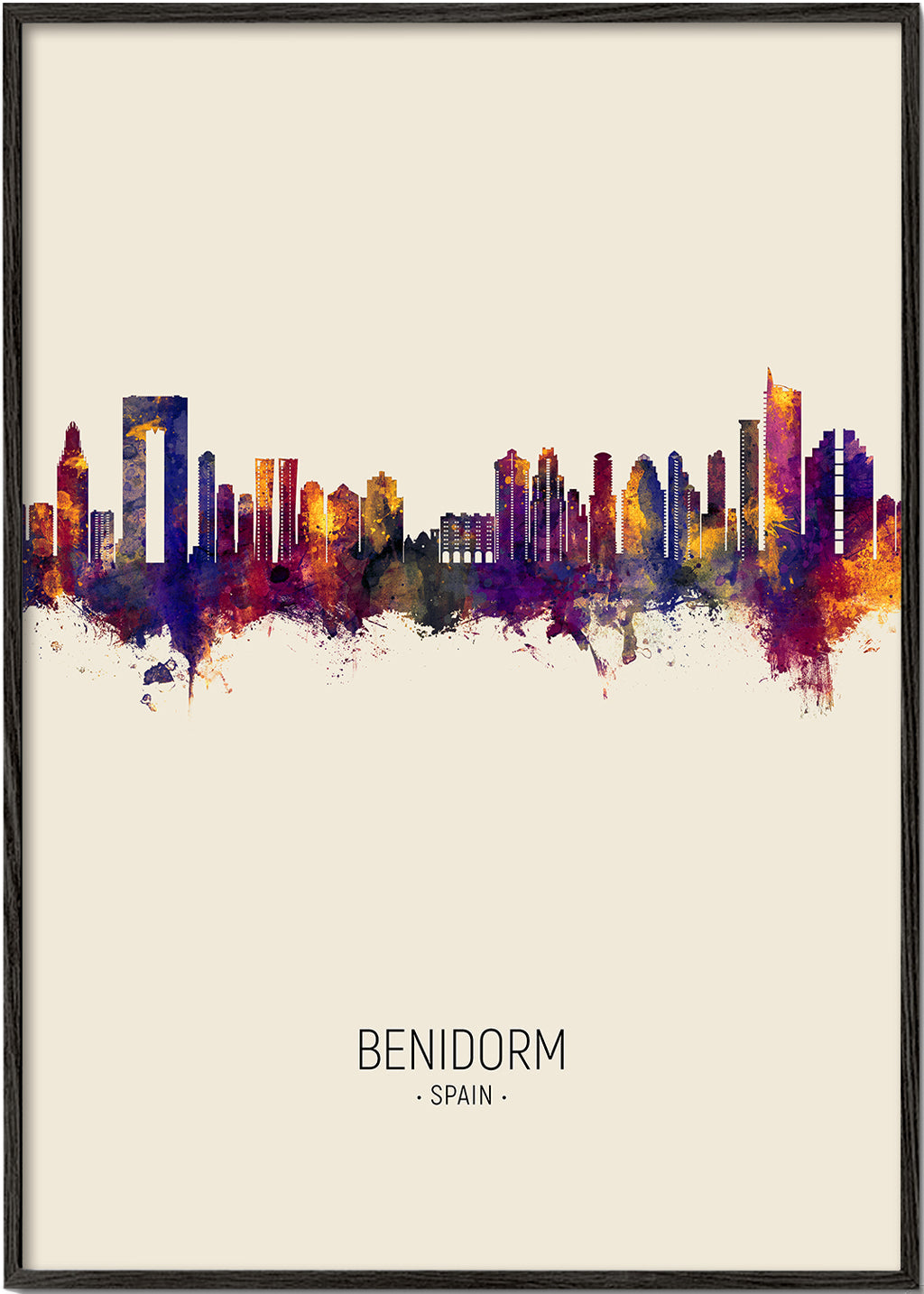Plakat podróżniczy Benidorm skyline kolorowy