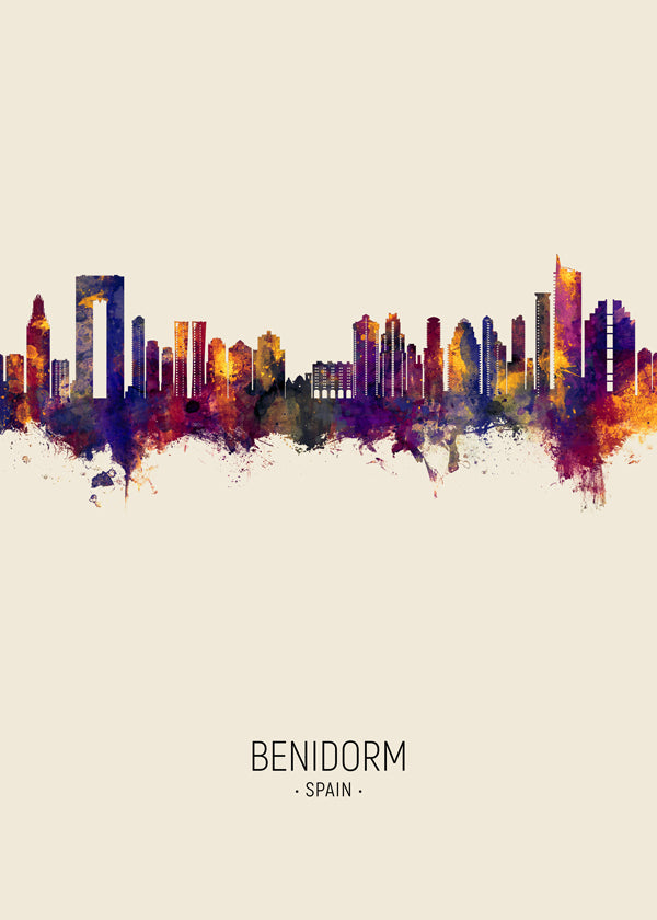 Plakat podróżniczy Benidorm skyline kolorowy