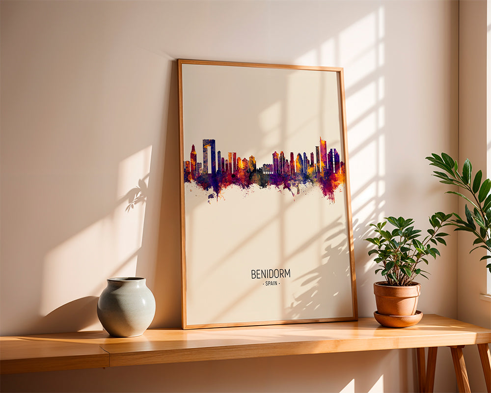 Plakat podróżniczy Benidorm skyline kolorowy