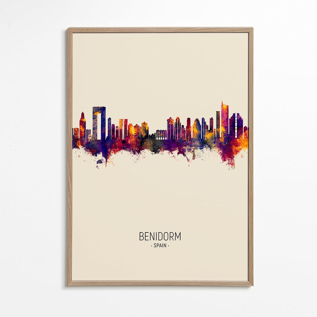 Plakat podróżniczy Benidorm skyline kolorowy